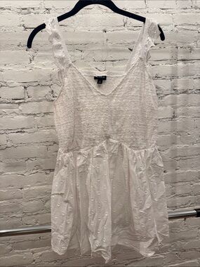 torrid White Eyelet & Smocked Tank Top